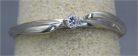 14K "PROMISE" RING WITH SMALL DIAMONDS. SIZE 6.5.
