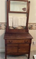 Antique Oak Washstand with Mirror
