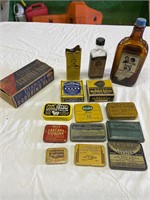 Misc lot of medical tins and bottles.
