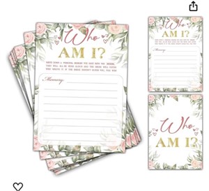 Bridal Shower Games - Who Am I Wedding Party Game