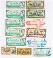 Coin Canadian Paper Currency, Vintage 13 Notes