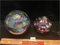 TWO COLORED GLASS BULBS