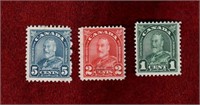CANADA 3 MINT 1930-31 KGV LEAF ISSUE STAMPS