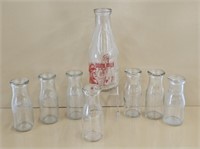 LOT OF DAIRY BOTTLES - LARGE ONE IS 10"