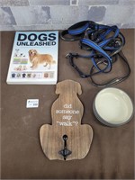 Dog leashes, book, dog leash wall hook