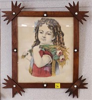 Antique Little Daisy Print in Antique Wood Frame