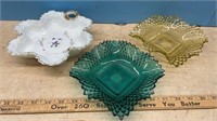 3 Vintage Glass Dishes (some  edge chipping