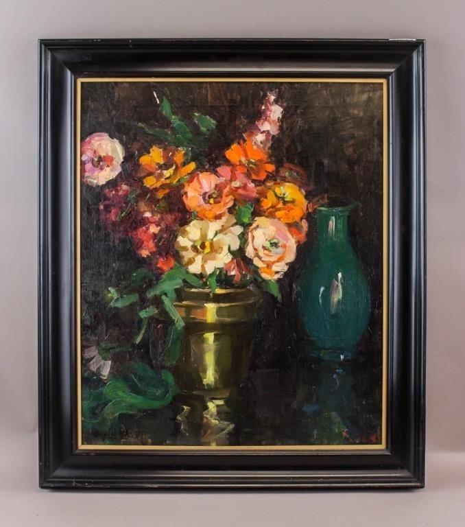 Framed Oil on Canvas Still Life Signed