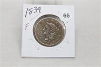 1839 F Large Cent