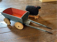 Childs Wooden Wagon & Sheep Pull Toy