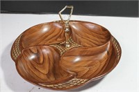 VTG. California Pottery, Wood Look Appetizer Dish