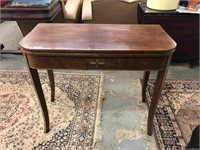 REGENCY FRUITWOOD INLAID FOLD OUT TABLE