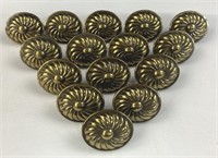 (15) Antique Brass Finish Oval floral drawer