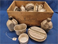Supply Box Full of Assorted Mess Hall Dishware