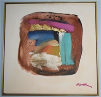 Earl Eder Signed Orig Modern Art Acrylic on Canvas