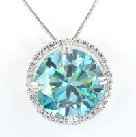 APPR $5300 Moissanite Pendant 27.9 Ct 925 Silver