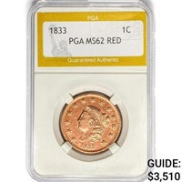 1833 Large Cent PGA MS62 RED