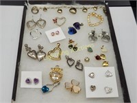 MIXED HEARTS STERLING AND COSTUME JEWELRY