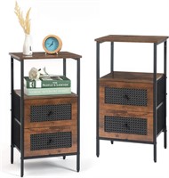 Rustic Brown Nightstand Set of 2  27.5' High