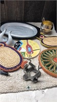 Nordic Ware Platter, Trivets, Geese Wall Hangers