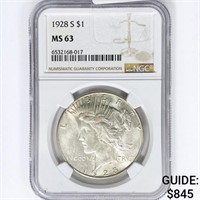 1928-S Silver Peace Dollar NGC MS63