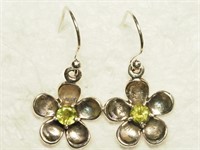 $160. S/Silver Peridot Flower Shaped Earrings