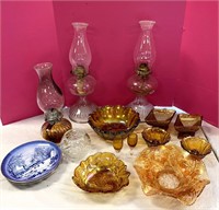 Oil Lamps & 1970's Glass