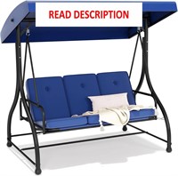 3-Seat Outdoor Patio Swing Chair  Navy Blue