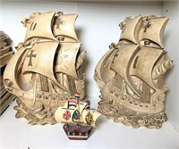 Ceramic Sailing Ship Bookends