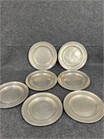 Set of 6 Antique 7 3/8" Pewter Plates