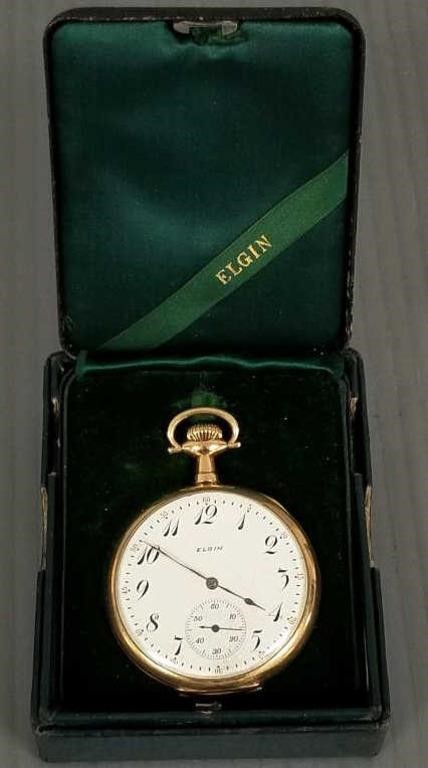 14K gold cased 17 jewel Elgin pocket watch with