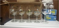 4 Ned Smith painted duck glasses, and 8 plain