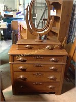 Victorian walnut dresser with mirror. Height to