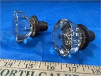 Antique Crystal Glass Door Knob Set