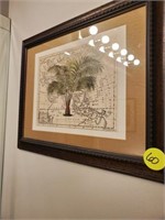 WOOD FRAME PALM TREE PICTURE