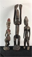 3 Carved African Statues