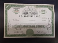 EJ korvette stock certificate