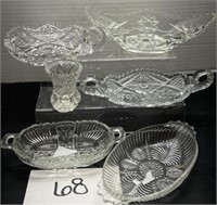 Vintage Crystal glass lot; gravy boat & more