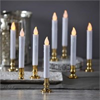 Flameless White LED Taper Candles with Gold