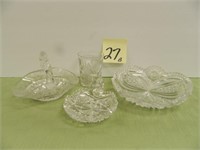 (4) Vintage Glass Pieces (2 Signed Tuthill)