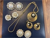 Judy Lee pearl set and clip on earrings