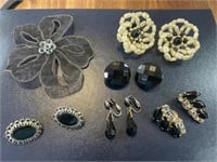 Vintage Black earrings Judy Lee Lisner & others