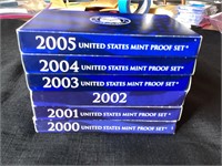 5 US Proof Sets 2001-2005