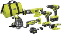 Ryobi ONE+ 6-Tool Kit, (2) Batteries, Charger, Bag