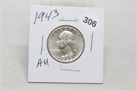 1943 AU Silver Washington Quarter