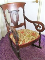 Walnut Lincoln Style Antique Parlor Rocker