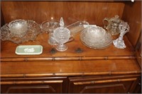 Assorted Press Glass, plates, bowls, perfumes