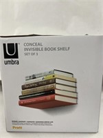3 PIECES UMBRA CONCEAL INVISIBLE BOOK SHELF