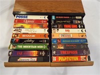 (18) VHS Movies - with Faux Wood Storage Drawers