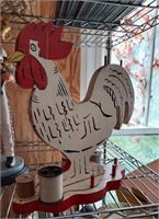 Vintage Rooster thread holder handpainted wooden